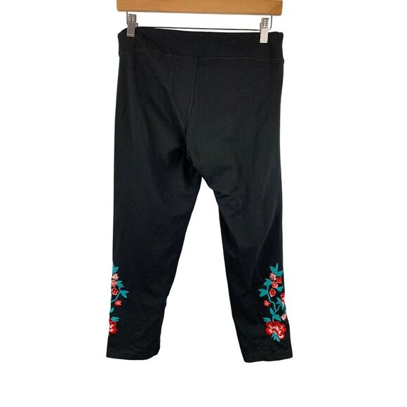 French Laundry Womens Embroidered Floral Black Leggings M - Picture 2 of 6
